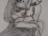drawing of a woman holding a baby in her arms