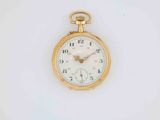 a small gold pocket watch on a white surface
