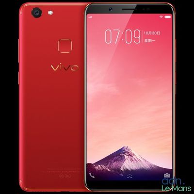 the red vivo phone is shown with a mountain in the background
