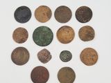 a collection of roman coins, including a roman coin and a roman coin