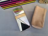 a cell phone sitting next to a wallet on a table