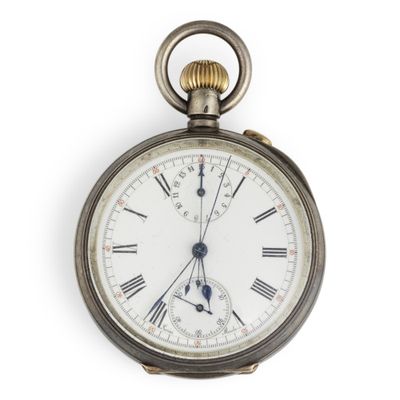 a silver pocket watch with roman numerals on the face