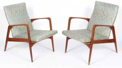 paire de fauteuils de salon danois du milieu du siècle, avec assises rembourrées