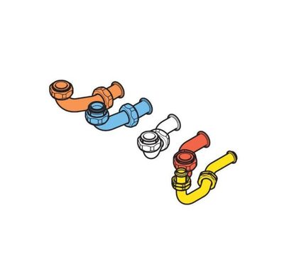 trois types différents de tuyaux et de raccords sur fond blanc