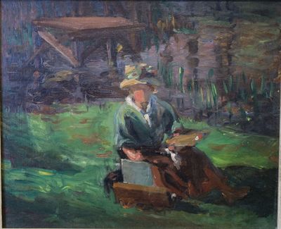 ECOLE FRANCAISE DU XXe SIECLE Femme peintre dans la nature