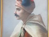 tableau représentant un homme coiffé d'un turban et portant une moustache