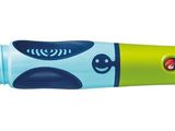 a green and blue electric toothbrush next to a green and white toothbrush