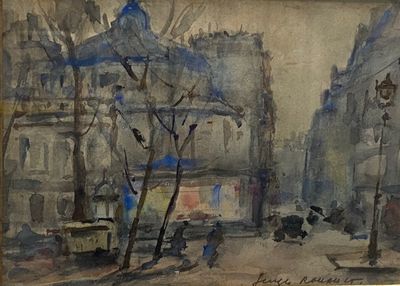 a painting of a painting of a city street