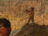 an image of a painting of a man and a woman on a hill
