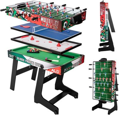 Table de jeux 4 en 1 - Billard, Ping-Pong, baby foot, curlin…