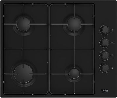 gros plan d'une cuisinière noire à quatre brûleurs