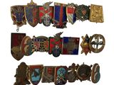 de nombreux types de badges différents sur fond blanc