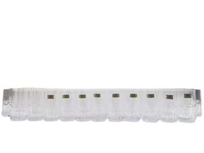 a close up of a light fixture on a white background