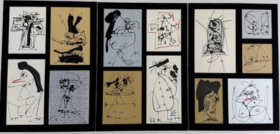 Antonio SAURA (1930-1998) Compositions d'esquisses de person…