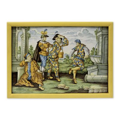 un tableau représentant un groupe d'hommes vêtus de costumes médiévaux