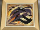 framed painting of a painting of a horse in a yellow and black frame