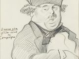 drawing of a drawing of a man with a baseball bat