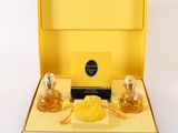an image of a yellow box containing two perfume bottles and a pouch
