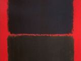 an image of a red and black painting on a red background