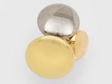gros plan d'une bague en or et en argent sur fond blanc