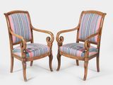 pair of early 20th century french walnut armchairs