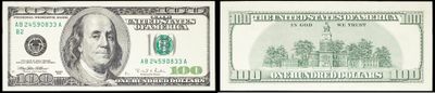 deux photos d'un billet d'un dollar sur lequel figure le portrait d'un homme