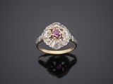 an antique pink sapphire and diamond ring