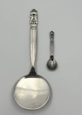 Georg JENSEN. Modèle ACORN. PELLE à SERVIR et PELLE à SEL, e…