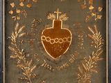 painting of a sacred heart surrounded by flowers and leaves