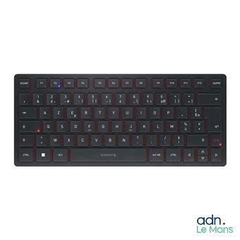 une image représentant un clavier noir avec des touches rouges sur fond blanc