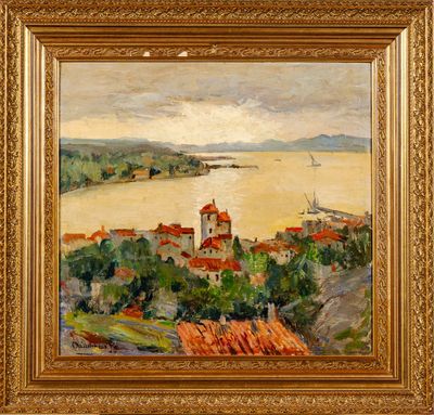 Joseph MEISSONNIER (1864-1943) : Village en bord de mer. - Photo 1