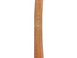 a close up of a brown leather watch strap on a white background