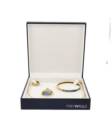 a black box with two bracelets and a ring in it