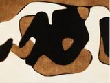 a picture of a black and white painting on a brown and white background