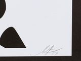 a black and white drawing of a man with a hat on