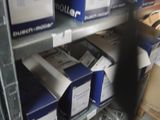 a cat that is standing on a shelf in a store
