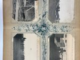 an old photo of a group of pictures of a building