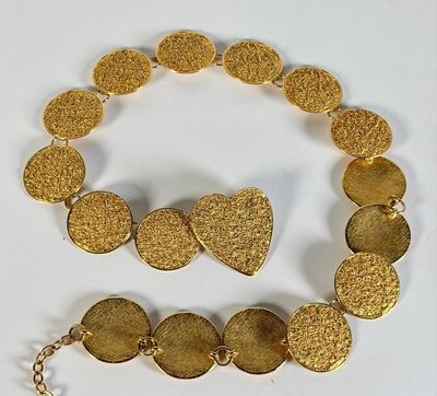 YSL ceinture en métal doré, pastilles dorées grainées et fer…