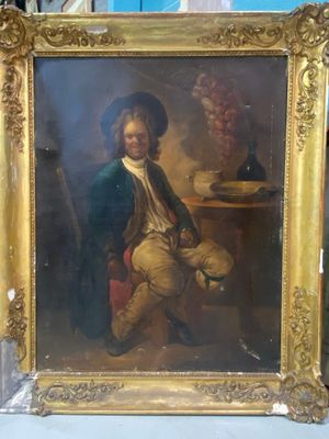 une photo d'un tableau représentant un homme assis sur une chaise