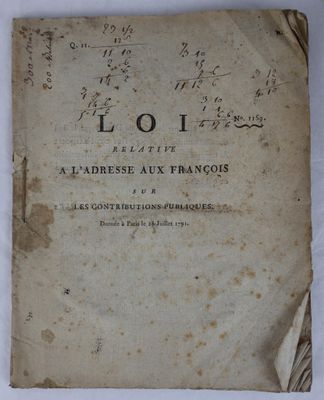 [DUPONT de NEMOURS (Pierre-Samuel)]. Loi relative à l'adress…
