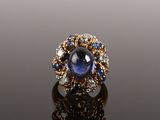 a sapphire and diamond cluster ring