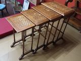 a table that has a chess board on top of it