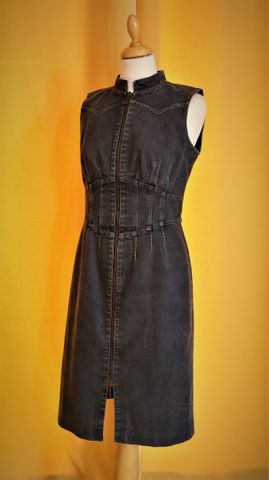 KENZO Paris – Robe chasuble sans manches en coton jean, col mao, ...