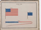 an old book with a drawing of an american flag on it