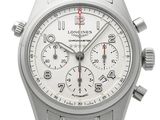 longines chronograph watch in stainless steel with white dial