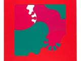 une peinture rouge et verte sur fond blanc