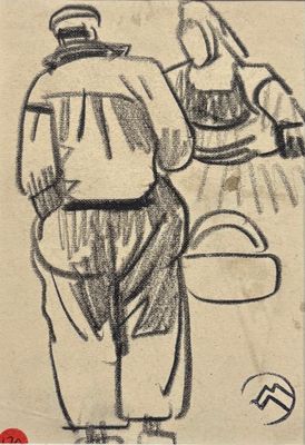 Ensemble de deux fusains de Mathurin MEHEUT (1882-1958) - Photo 1