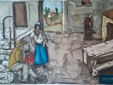 a painting of a woman and a man in a room