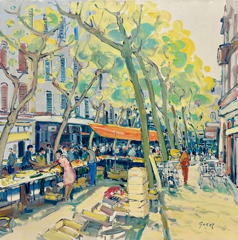 Pierre GODET (1940-2023) « Marché à Toulon ». Huile sur toile. Si