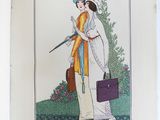 a drawing of a woman with a gun and a briefcase